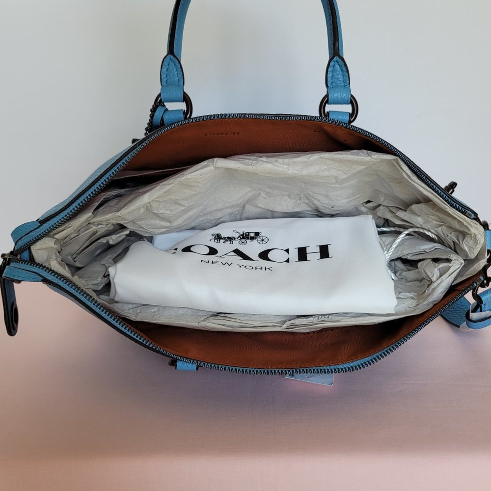 Coach Cara Pebbled Leather Satchel-Pool Color - Picture 11 of 16